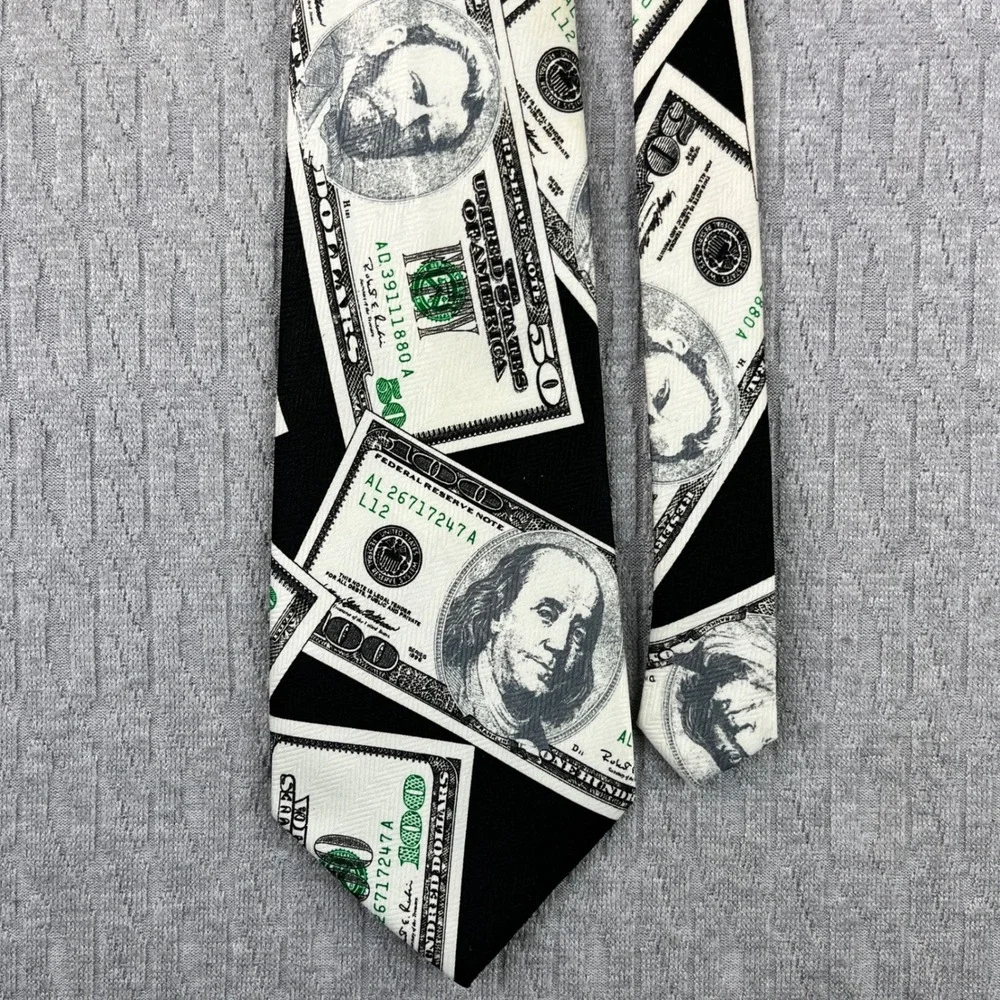 $100 bills currency Romario Manzini 58X4 Necktie Money‎ Print Wall Street pimp